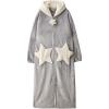 imageFlygo Womens Cute Fleece Robe Zipper Bathrobe Winter Warm Housecoat Nightgown SleepwearStar Grey