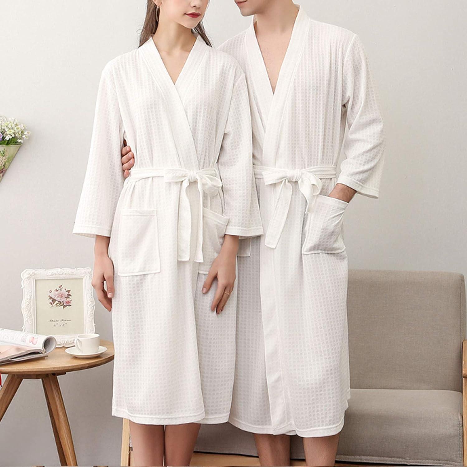 imageFlygo Mens Lightweight Waffle Weave Bathrobes SleepwearGrey