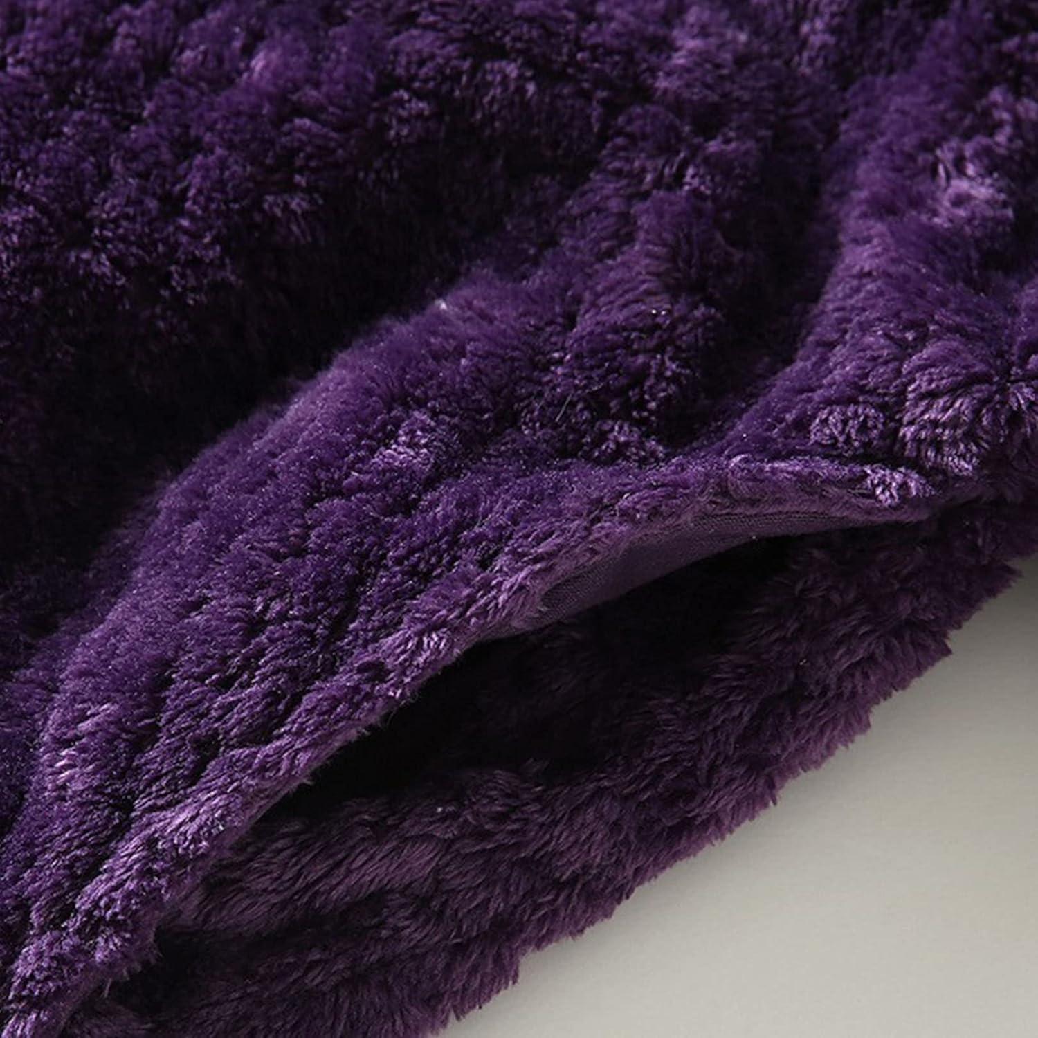 imageFlygo Women Fleece Long Robe Plush Long Bathrobes Soft Warm Sleepwear Pjs Loungewear with PocketsPurpleM