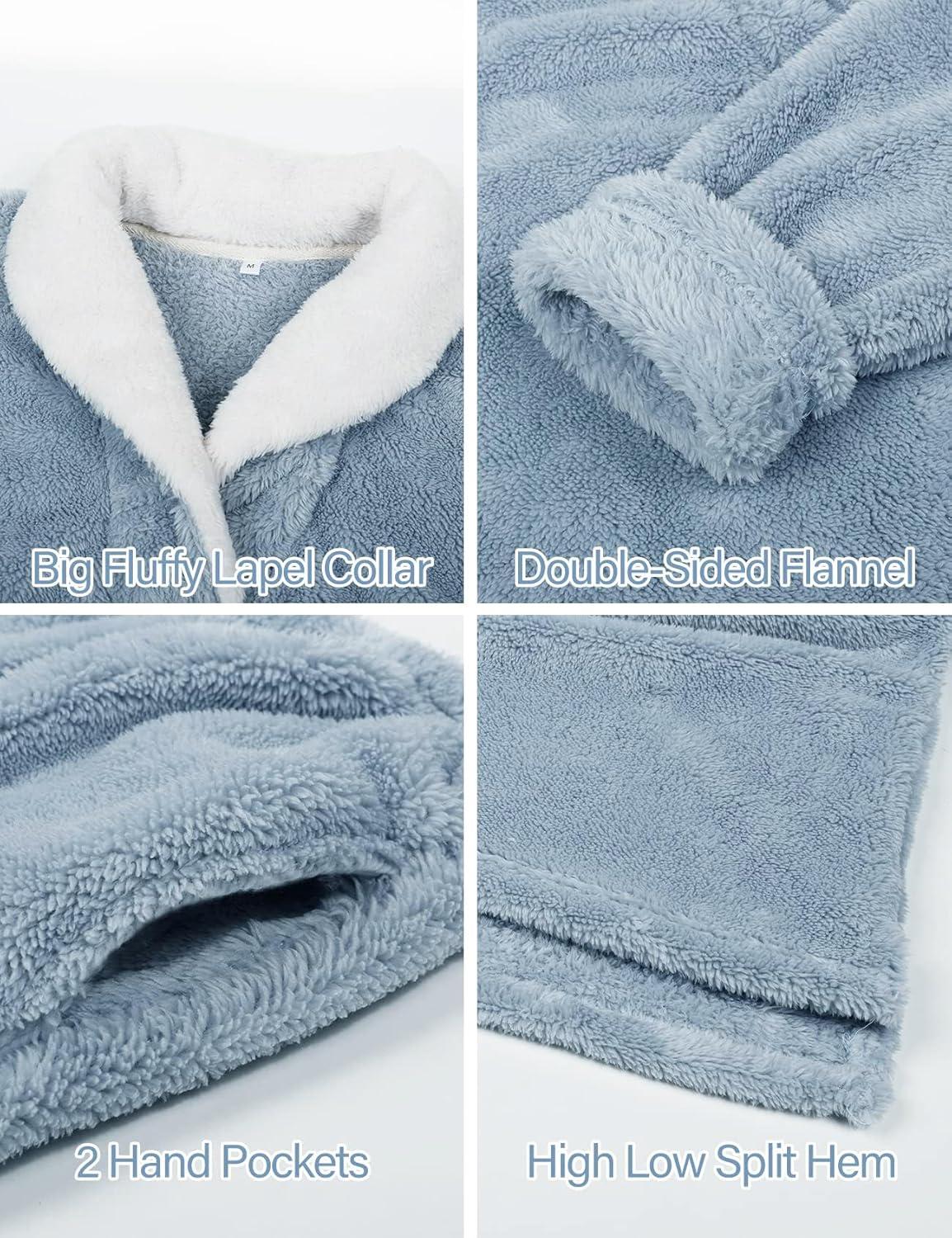 imageFlygo Women Fuzzy Warm Fleece Pajamas Sets Winter Flannel Sleepwear Fluffy Pajama Pullover Top Lounge Pants SetBlue