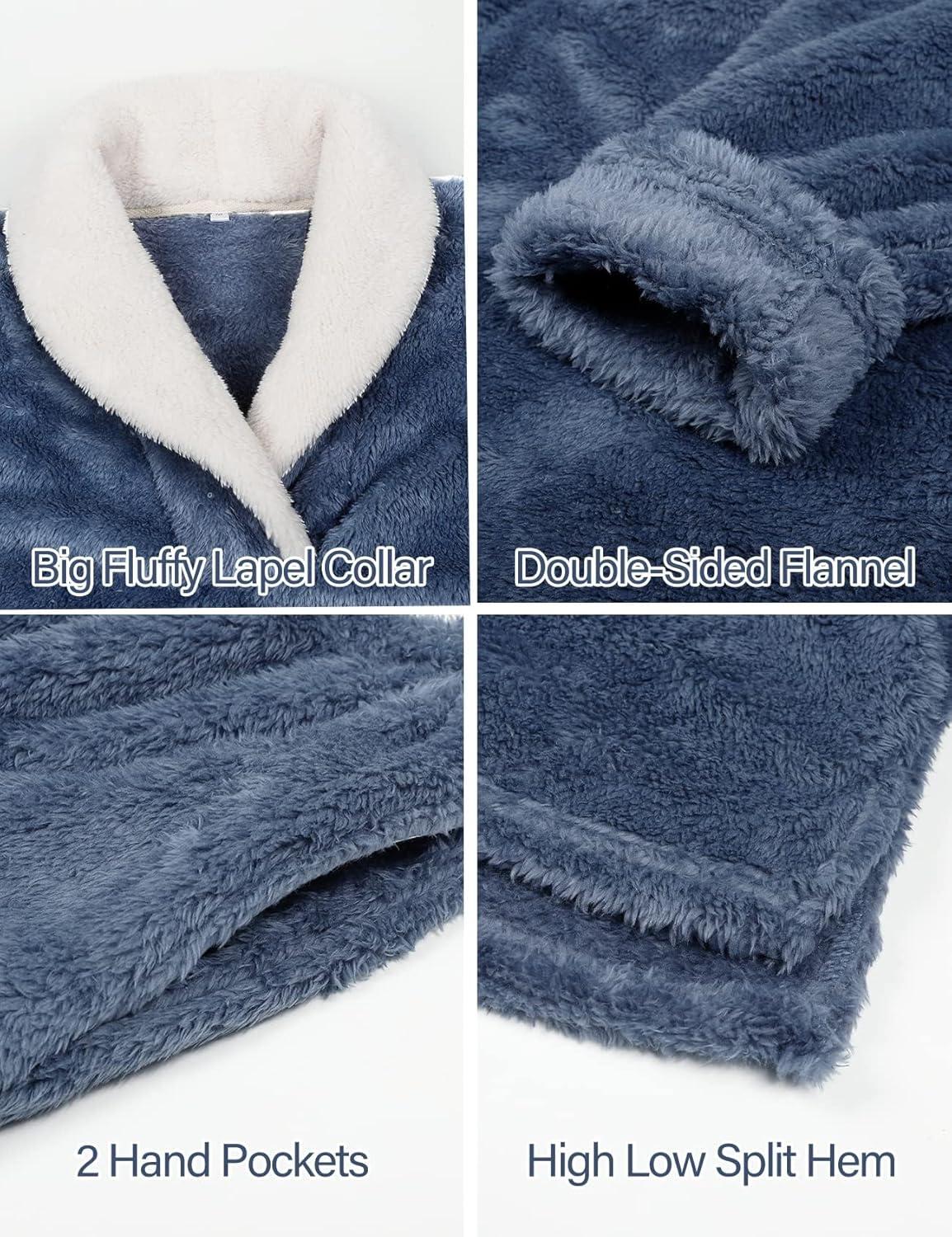imageFlygo Women Fuzzy Warm Fleece Pajamas Sets Winter Flannel Sleepwear Fluffy Pajama Pullover Top Lounge Pants SetNavy