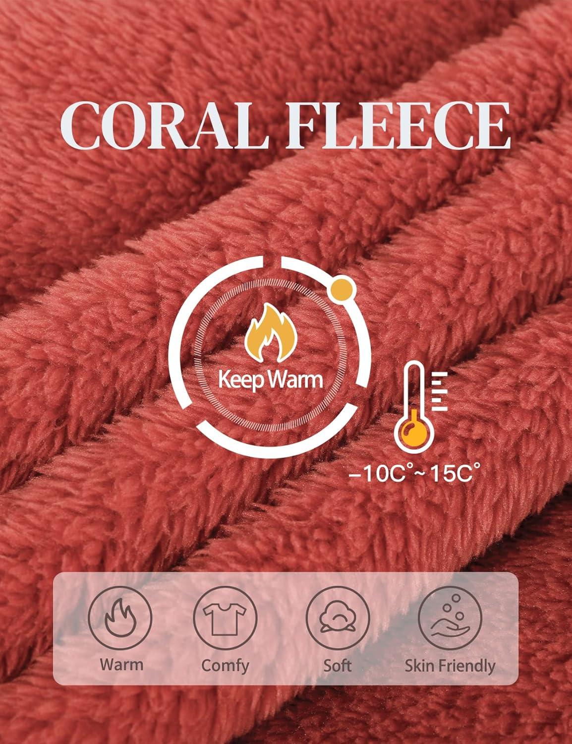 imageFlygo Women Fuzzy Warm Fleece Pajamas Sets Winter Flannel Sleepwear Fluffy Pajama Pullover Top Lounge Pants SetRed