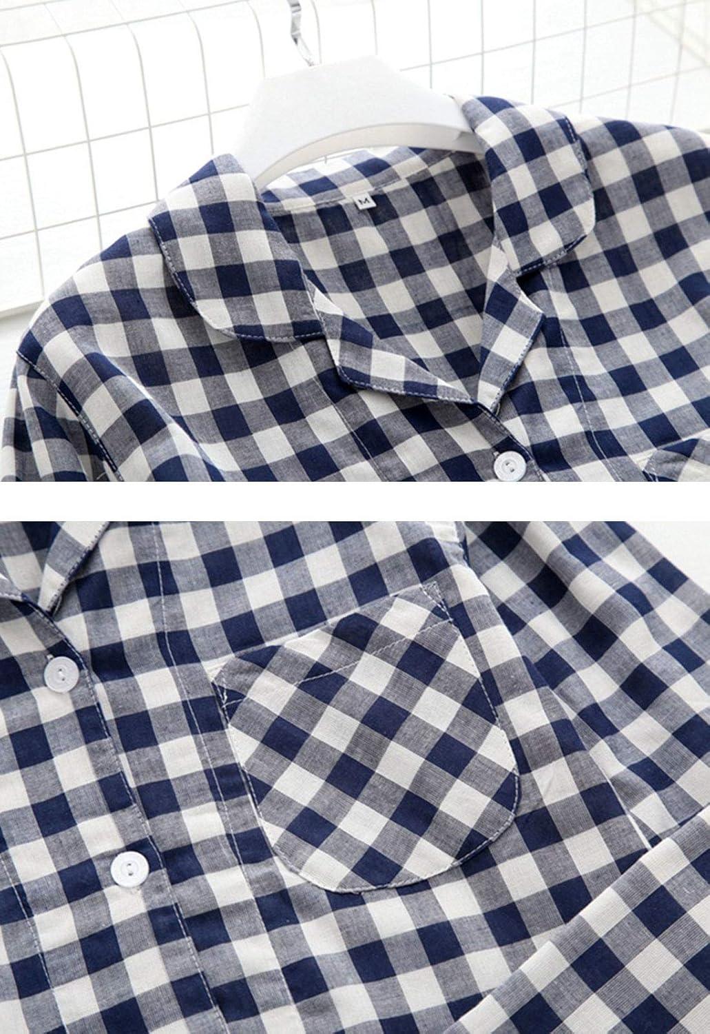 imageFlygo Womens 100 Cotton Plaid Pajamas Set SleepwearPink