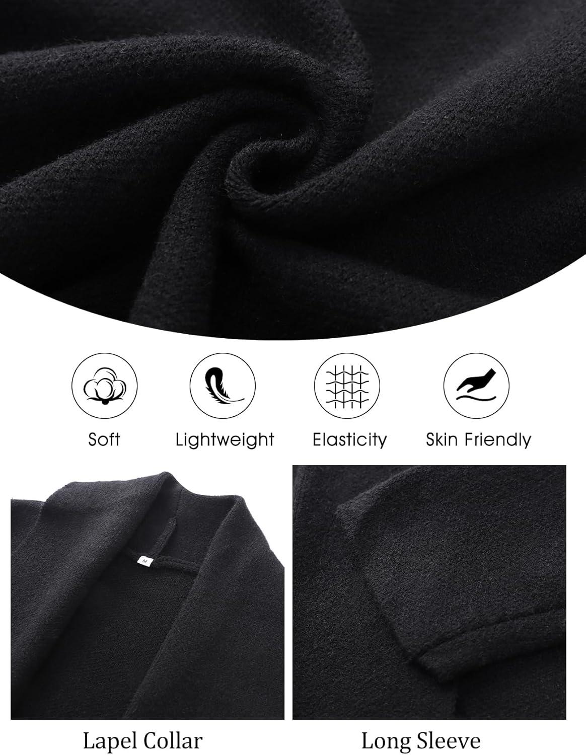 imageFlygo Womens Cropped Cardigan Sweater Oversized Shawl Lapel 2025 Fall Fashion Open Front Sweater Jacket Knit OutwearBlack