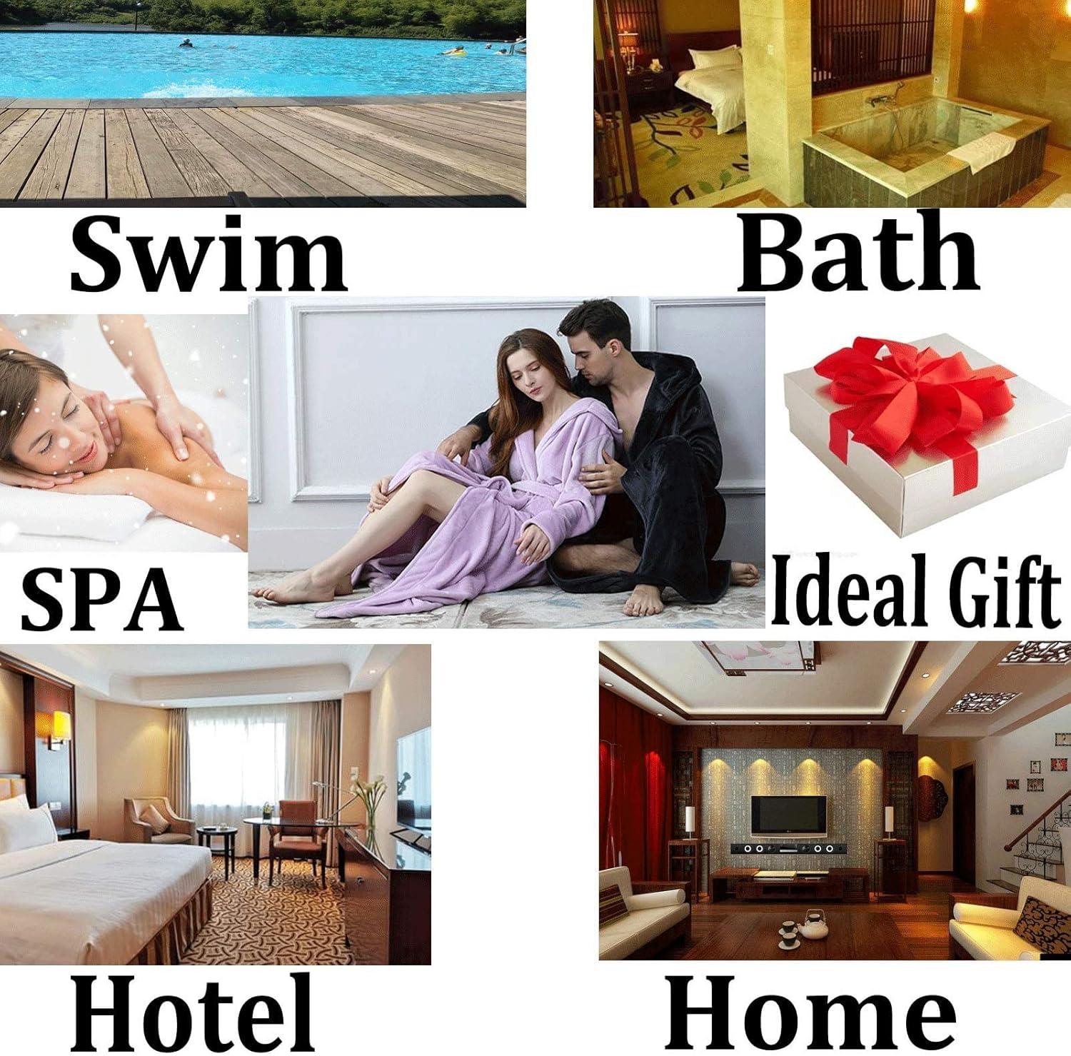 imageFlygo Womens Fuzzy Plush Long Hooded Robe Full Length Flannel Fleece Bathrobe Warm HousecoatGreen