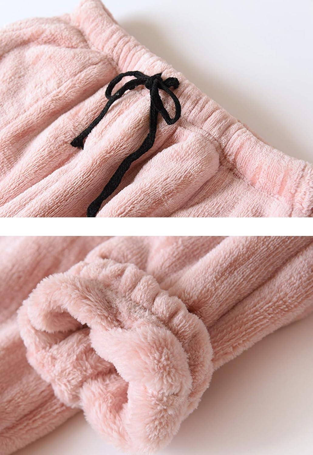 imageFlygo Womens Winter Warm Flannel Fleece Lounge Sleepwear Pajama Pants with DrawstringPink
