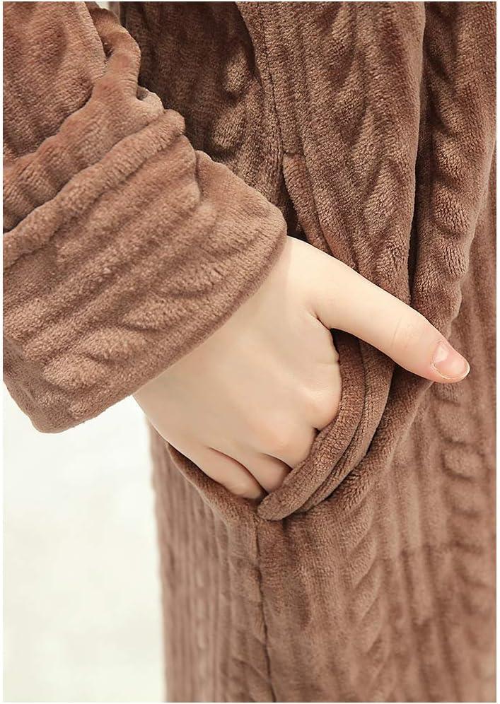 imageFlygo Womens Zip Up Hooded Bathrobe Long Plush Flannel Fleece Robe Housecoat Sleepwear Dressing GownGrey