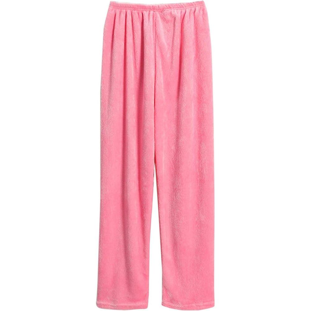 imageFlygo Womens Soft Plush Flannel Pajama Pants PJ Bottoms SleepwearPink
