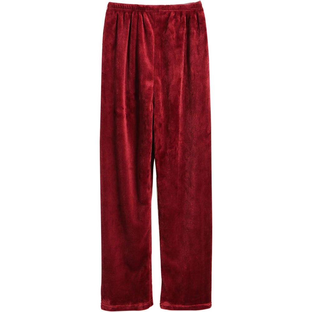 imageFlygo Womens Soft Plush Flannel Pajama Pants PJ Bottoms SleepwearWine Red
