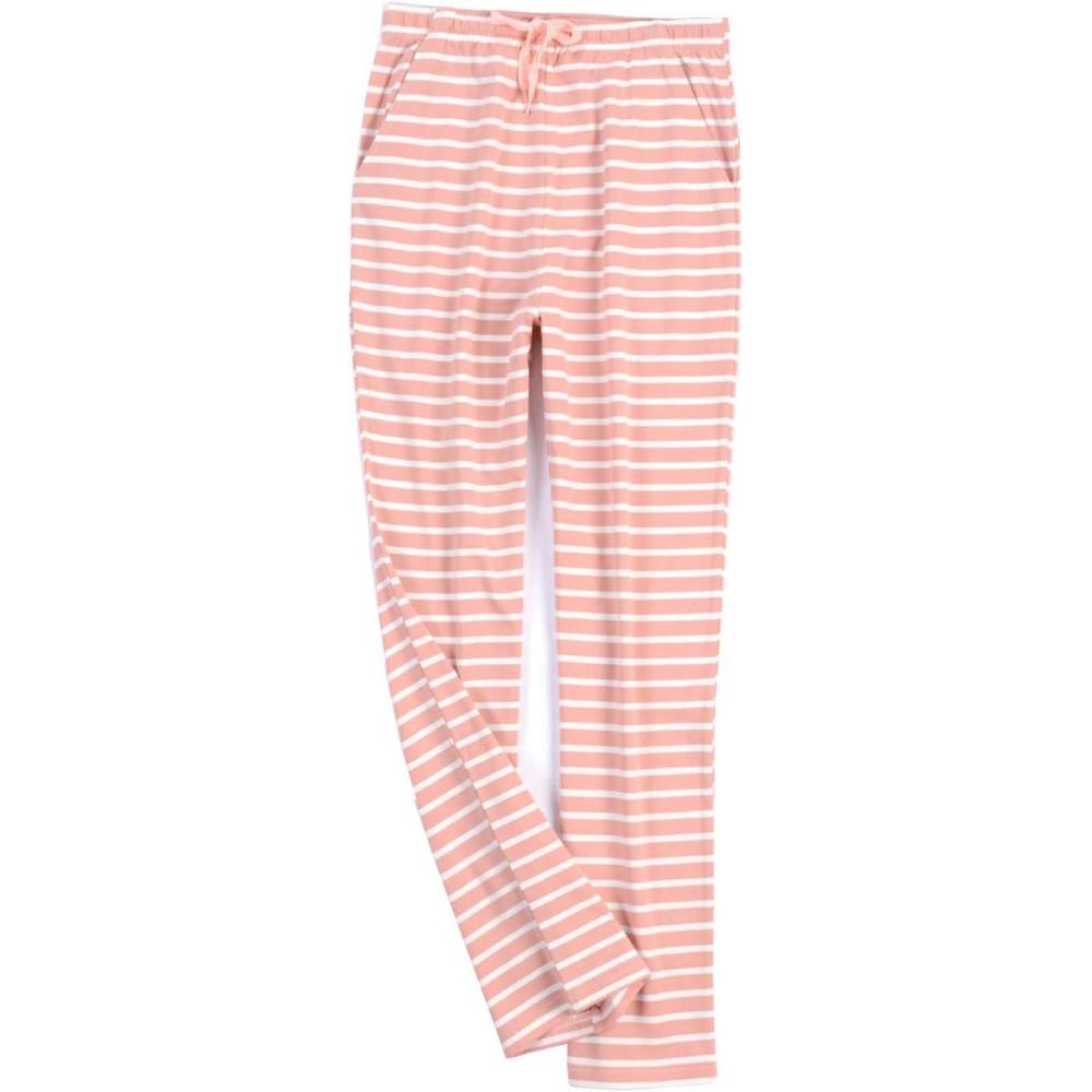 imageFlygo Womens Striped Cotton Pajama Pants Drawstring Loose Yoga Workout Pant with PocketsPink