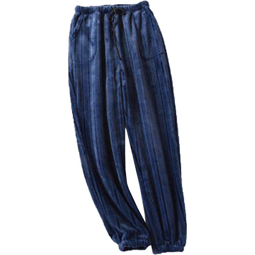 imageFlygo Womens Winter Warm Flannel Fleece Lounge Sleepwear Pajama Pants with DrawstringNavy