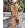imageFlygo 2 Piece Outfits for Women Cotton Linen V Neck Short Sleeve Shirt Shorts Lounge Set with PocketsKhaki
