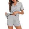 imageFlygo 2 Piece Short Nightwear Classic Short Sleeve Maternity ampamp Nursing Confinement Pajamas Pajama Set WomenGrey