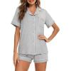 imageFlygo 2 Piece Short Nightwear Classic Short Sleeve Maternity ampamp Nursing Confinement Pajamas Pajama Set WomenGrey