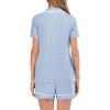 imageFlygo 2 Piece Short Nightwear Classic Short Sleeve Maternity ampamp Nursing Confinement Pajamas Pajama Set WomenLightblue