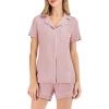 imageFlygo 2 Piece Short Nightwear Classic Short Sleeve Maternity ampamp Nursing Confinement Pajamas Pajama Set WomenPink