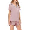 imageFlygo 2 Piece Short Nightwear Classic Short Sleeve Maternity ampamp Nursing Confinement Pajamas Pajama Set WomenPink