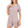 imageFlygo 2 Piece Short Nightwear Classic Short Sleeve Maternity ampamp Nursing Confinement Pajamas Pajama Set WomenPink