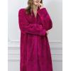 imageFlygo Adults Zip Up Warm Plush Flannel Fleece Robe Housecoat Sleepwear Dressing Gown Bathrobe for Men WomenRose Red 02