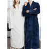 imageFlygo Adults Zip Up Warm Plush Flannel Fleece Robe Housecoat Sleepwear Dressing Gown Bathrobe for Men WomenSky Blue 01