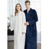 imageFlygo Adults Zip Up Warm Plush Flannel Fleece Robe Housecoat Sleepwear Dressing Gown Bathrobe for Men WomenWhite 02