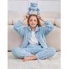 imageFlygo Girls Fuzzy Pants Sets Kid 2 Piece Winter Fleece Outfits Stand Collar Zip Up Sweatshirts Fluffy Sweatpants with PocketsBlue