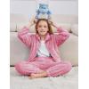imageFlygo Girls Fuzzy Pants Sets Kid 2 Piece Winter Fleece Outfits Stand Collar Zip Up Sweatshirts Fluffy Sweatpants with PocketsPink