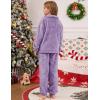 imageFlygo Girls Fuzzy Pants Sets Kid 2 Piece Winter Fleece Outfits Stand Collar Zip Up Sweatshirts Fluffy Sweatpants with PocketsPurple