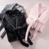 imageFlygo Long Robes for Women Plush Fleece Bathrobes Warm Winter Flannel Fluffy Bath Robe Sleepwear Housecoat Full LengthBlack