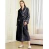imageFlygo Long Robes for Women Plush Fleece Bathrobes Warm Winter Flannel Fluffy Bath Robe Sleepwear Housecoat Full LengthBlack