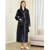 imageFlygo Long Robes for Women Plush Fleece Bathrobes Warm Winter Flannel Fluffy Bath Robe Sleepwear Housecoat Full LengthBlack