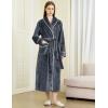 imageFlygo Long Robes for Women Plush Fleece Bathrobes Warm Winter Flannel Fluffy Bath Robe Sleepwear Housecoat Full LengthGrey