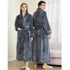 imageFlygo Long Robes for Women Plush Fleece Bathrobes Warm Winter Flannel Fluffy Bath Robe Sleepwear Housecoat Full LengthGrey