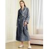 imageFlygo Long Robes for Women Plush Fleece Bathrobes Warm Winter Flannel Fluffy Bath Robe Sleepwear Housecoat Full LengthGrey