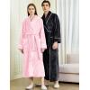 imageFlygo Long Robes for Women Plush Fleece Bathrobes Warm Winter Flannel Fluffy Bath Robe Sleepwear Housecoat Full LengthPink
