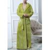 imageFlygo Mens Plush Fleece Robe with Shawl Collar Soft Warm Lightweight Hooded Spa Bath RobeGreen