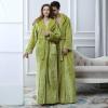 imageFlygo Mens Plush Fleece Robe with Shawl Collar Soft Warm Lightweight Hooded Spa Bath RobeGreen