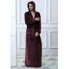 imageFlygo Mens Plush Fleece Robe with Shawl Collar Soft Warm Lightweight Hooded Spa Bath RobeWine Red