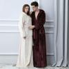 imageFlygo Mens Plush Fleece Robe with Shawl Collar Soft Warm Lightweight Hooded Spa Bath RobeWine Red