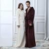 imageFlygo Mens Plush Fleece Robe with Shawl Collar Soft Warm Lightweight Hooded Spa Bath RobeWine Red