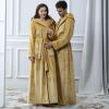 imageFlygo Mens Plush Fleece Robe with Shawl Collar Soft Warm Lightweight Hooded Spa Bath RobeYellow