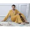 imageFlygo Mens Plush Fleece Robe with Shawl Collar Soft Warm Lightweight Hooded Spa Bath RobeYellow