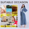 imageFlygo Plush Fleece Robe for Women Soft Warm Full Length Long Hooded Bathrobe with Hood Luxury Warm Housecoats02 Blue