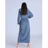 imageFlygo Plush Fleece Robe for Women Soft Warm Full Length Long Hooded Bathrobe with Hood Luxury Warm Housecoats02 Blue