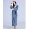 imageFlygo Plush Fleece Robe for Women Soft Warm Full Length Long Hooded Bathrobe with Hood Luxury Warm Housecoats02 Blue