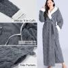 imageFlygo Plush Fleece Robe for Women Soft Warm Full Length Long Hooded Bathrobe with Hood Luxury Warm HousecoatsPinkM