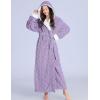 imageFlygo Plush Fleece Robe for Women Soft Warm Full Length Long Hooded Bathrobe with Hood Luxury Warm HousecoatsPurple