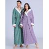 imageFlygo Plush Fleece Robe for Women Soft Warm Full Length Long Hooded Bathrobe with Hood Luxury Warm HousecoatsPurple
