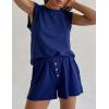 imageFlygo Women 2 Piece Outfits Crew Neck Tank Top Elastic Shorts Pajama SetsDark Blue