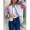 imageFlygo Women Cropped Puffer Jacket Cardigan Floral Printed Quilted Coats Lightweight Open Front Crop Padded Down Jackets01 Pink